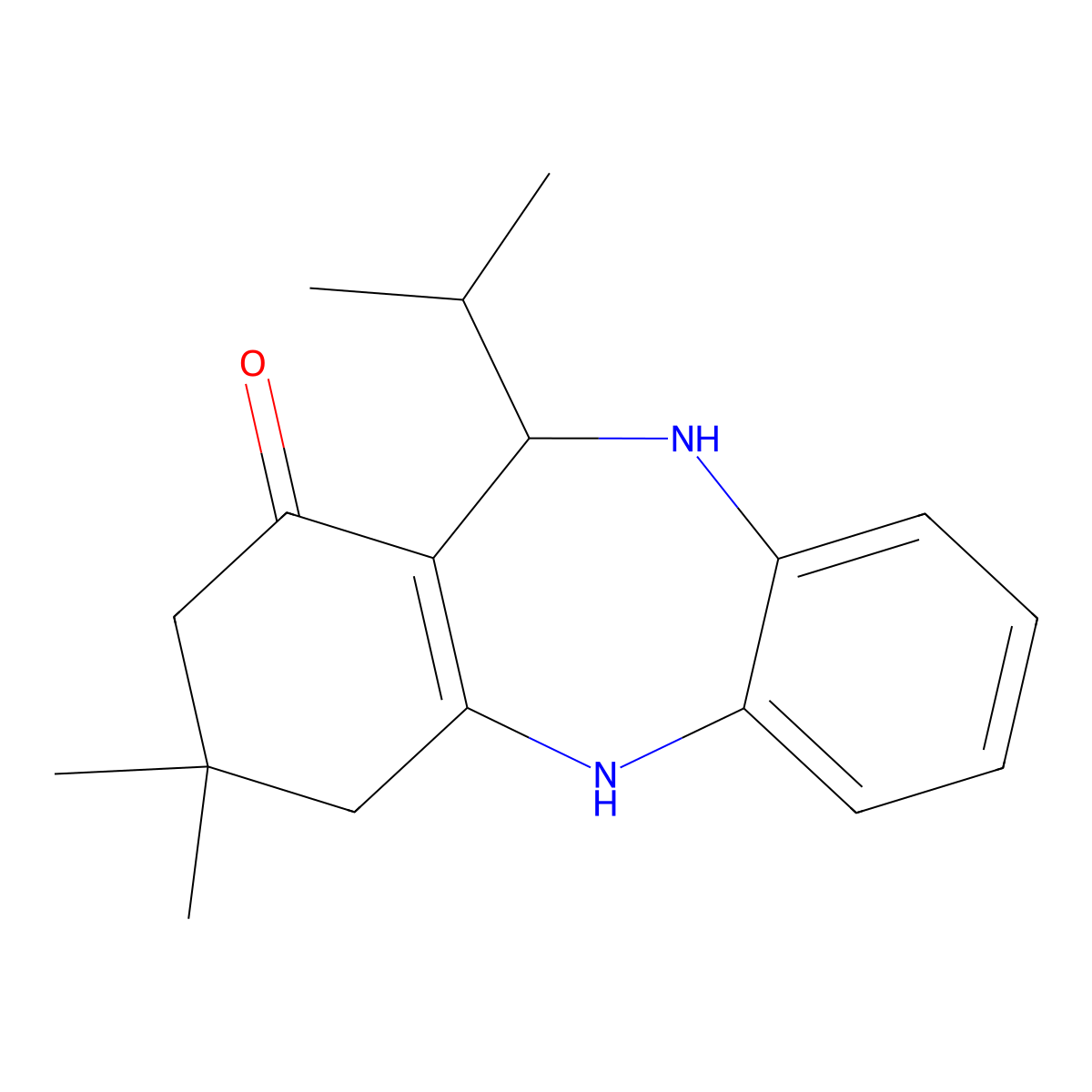 9,9-dimethyl-6-propan-2-yl-6,8,10,11-tetrahydro-5H-benzo[b][1,4]benzodiazepin-7-one molecular structure, CAS 145628-70-2