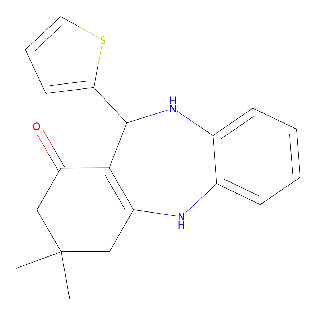 2,3,4,5,10,11-Hexahydro-3,3-dimethyl-11-(2-thienyl)-1H-dibenzo[b,e][1,4]diazepin-1-one molecular structure, CAS 145628-73-5