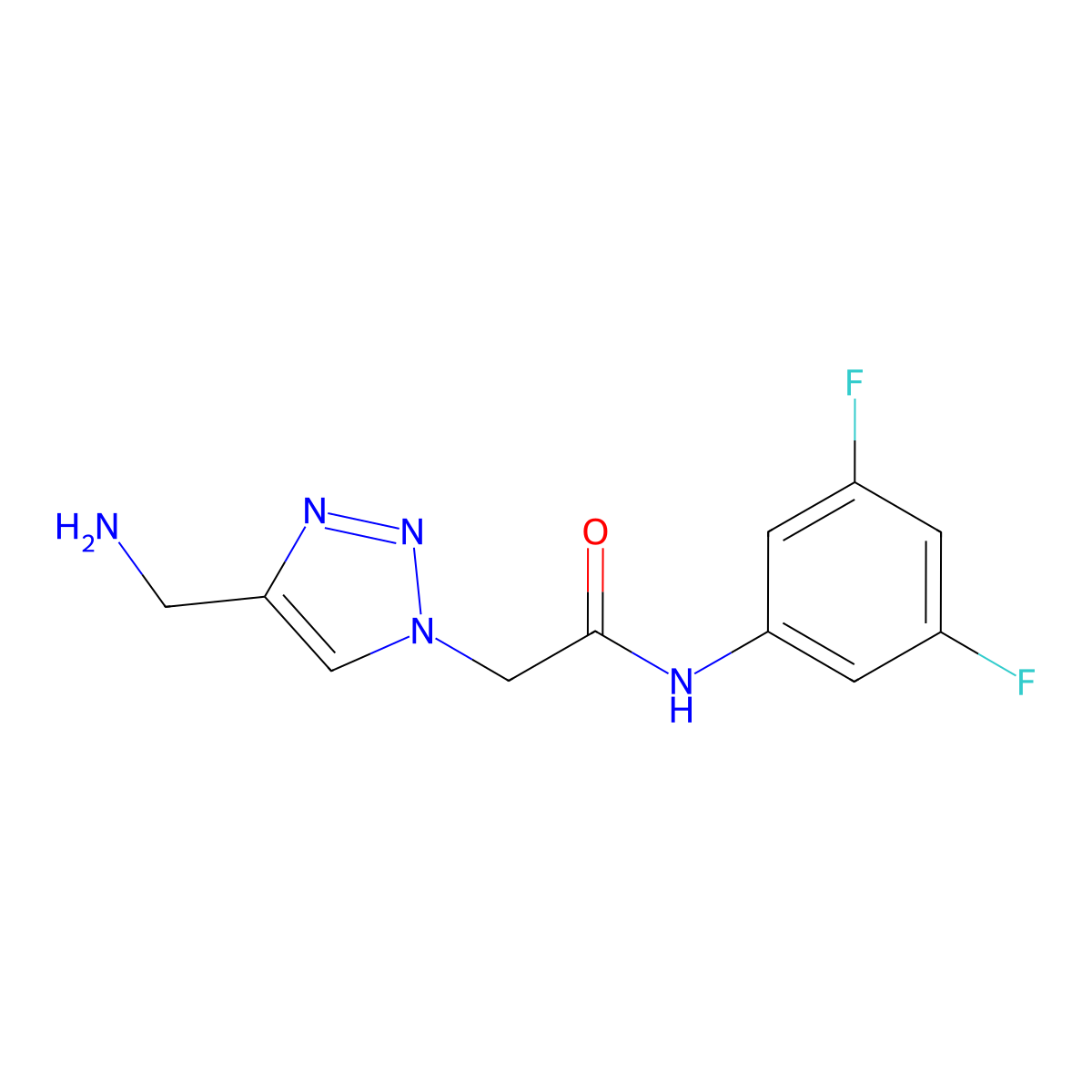 2-[4-(aminomethyl)-1H-1,2,3-triazol-1-yl]-N-(3,5-difluorophenyl)acetamide molecular structure, CAS 1456321-72-4