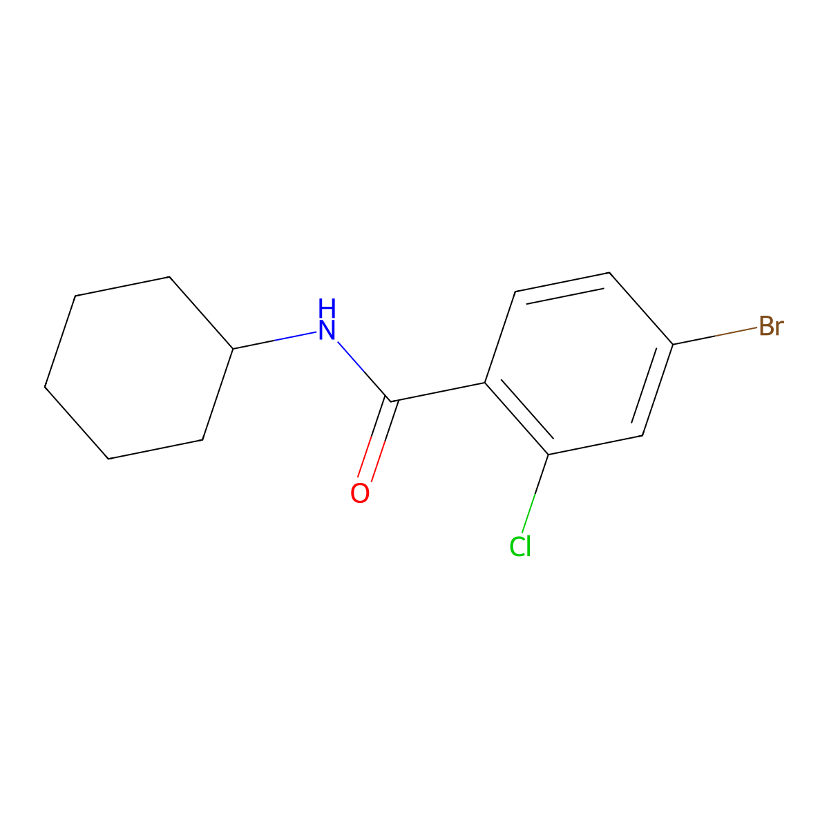 4-bromo-2-chloro-N-cyclohexylbenzamide molecular structure, CAS 1456371-43-9