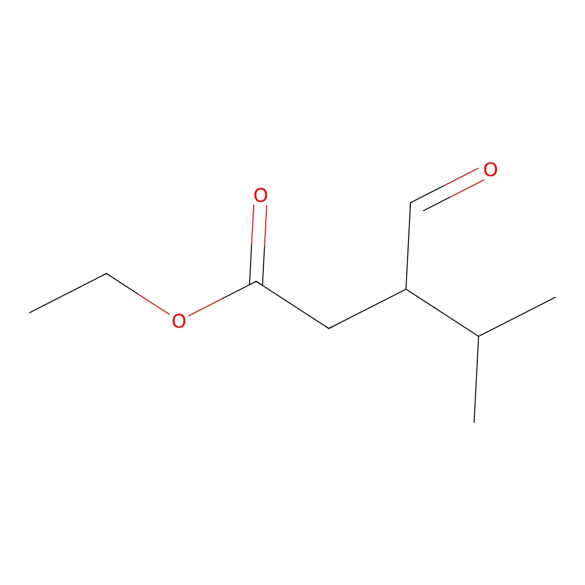 Ethyl 3-formyl-4-methylpentanoate molecular structure, CAS 145642-29-1