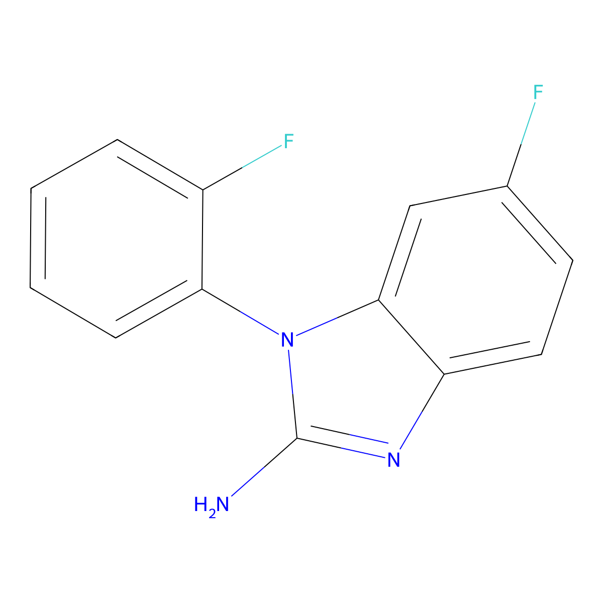 6-Fluoro-1-(2-fluorophenyl)-1H-1,3-benzodiazol-2-amine molecular structure, CAS 1456420-43-1