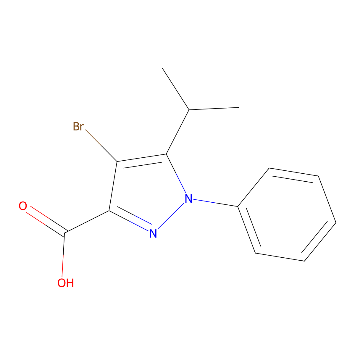 4-Bromo-5-isopropyl-1-phenyl-1H-pyrazole-3-carboxylic acid molecular structure, CAS 1456421-96-7