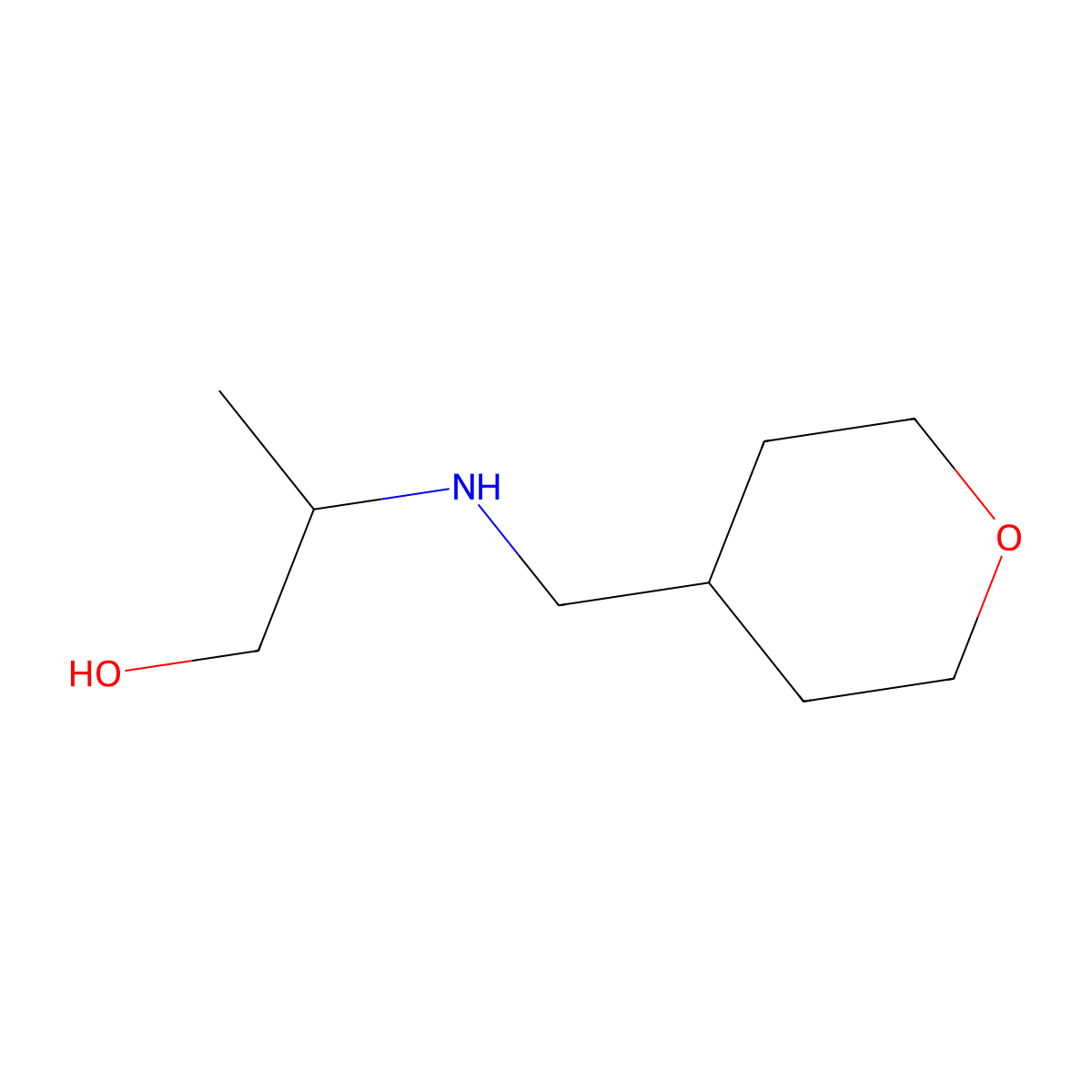 2-{[(Oxan-4-yl)methyl]amino}propan-1-ol molecular structure, CAS 1456496-72-2