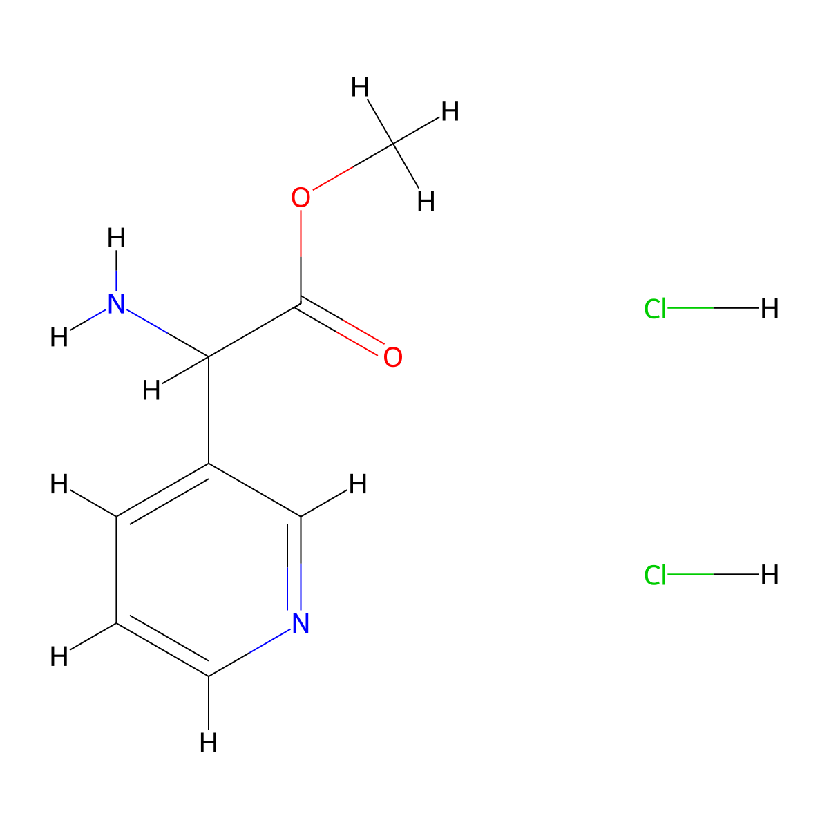 Methyl 2-amino-2-(pyridin-3-yl)acetate dihydrochloride molecular structure, CAS 1456506-89-0