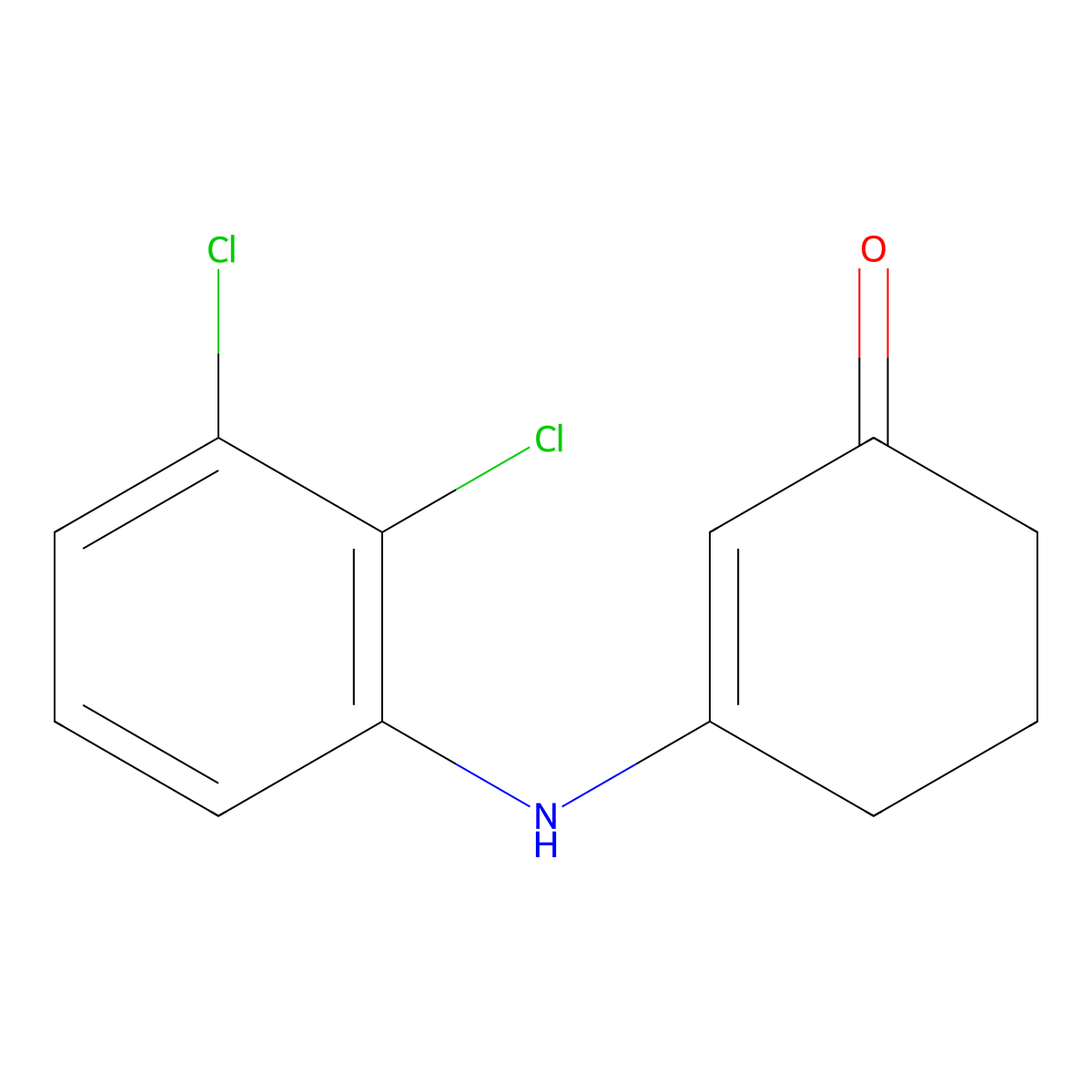 2-Cyclohexen-1-one, 3-((2,3-dichlorophenyl)amino)- molecular structure, CAS 145657-26-7
