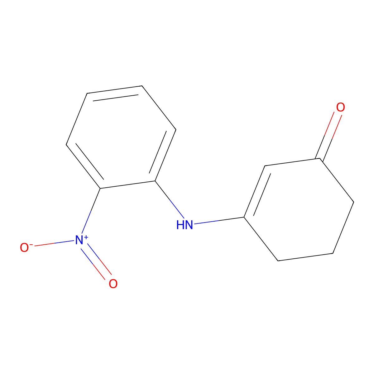 2-Cyclohexen-1-one, 3-((2-nitrophenyl)amino)- molecular structure, CAS 145657-29-0