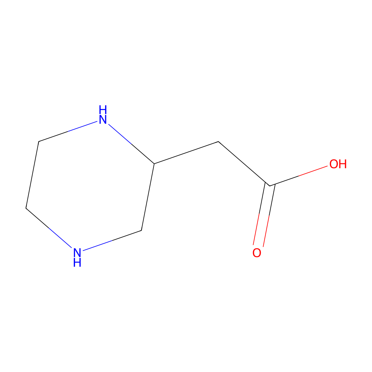 2-Piperazine acetic acid molecular structure, CAS 14566-74-6