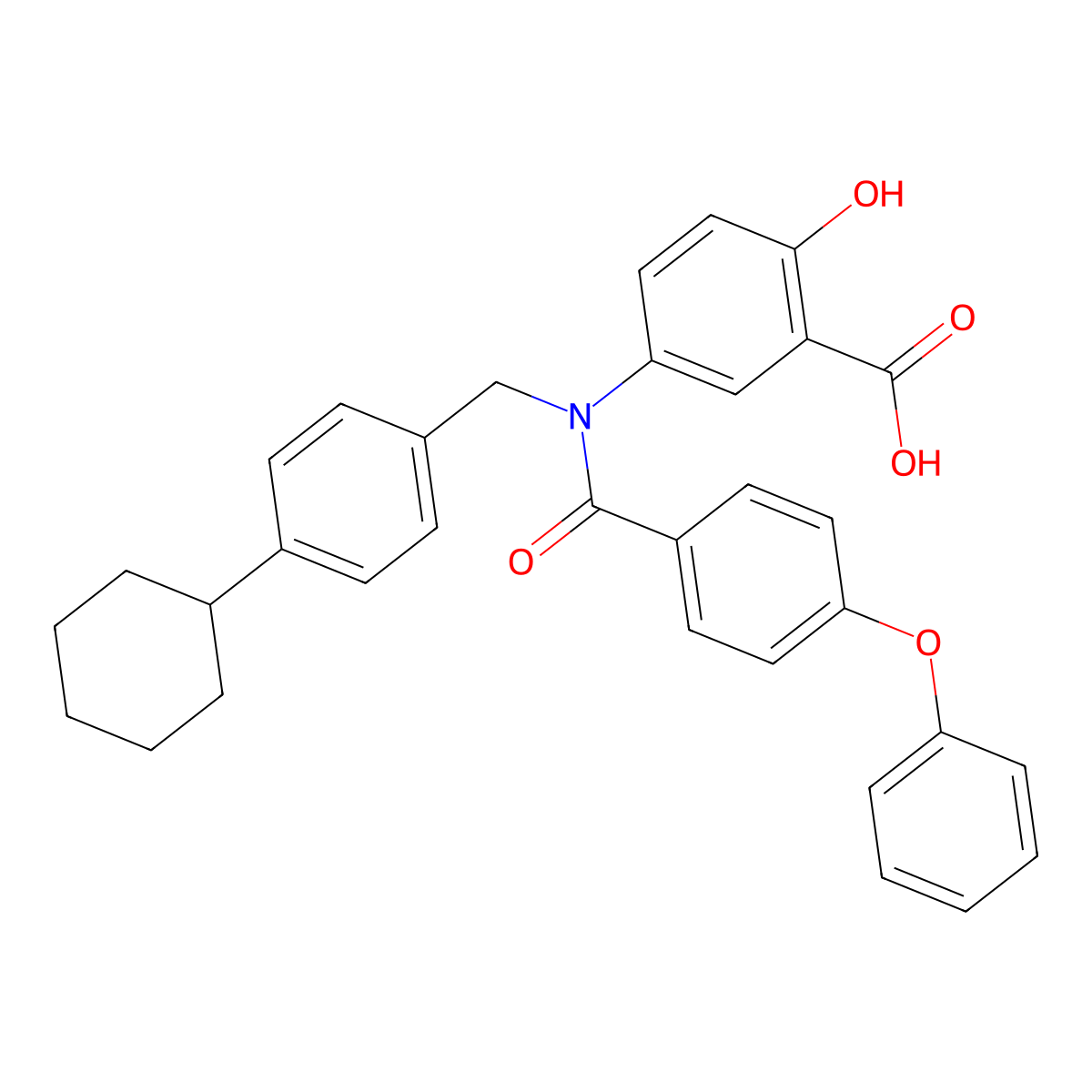 5-[(4-Cyclohexylphenyl)methyl-(4-phenoxybenzoyl)amino]-2-hydroxybenzoic acid molecular structure, CAS 1456602-51-9