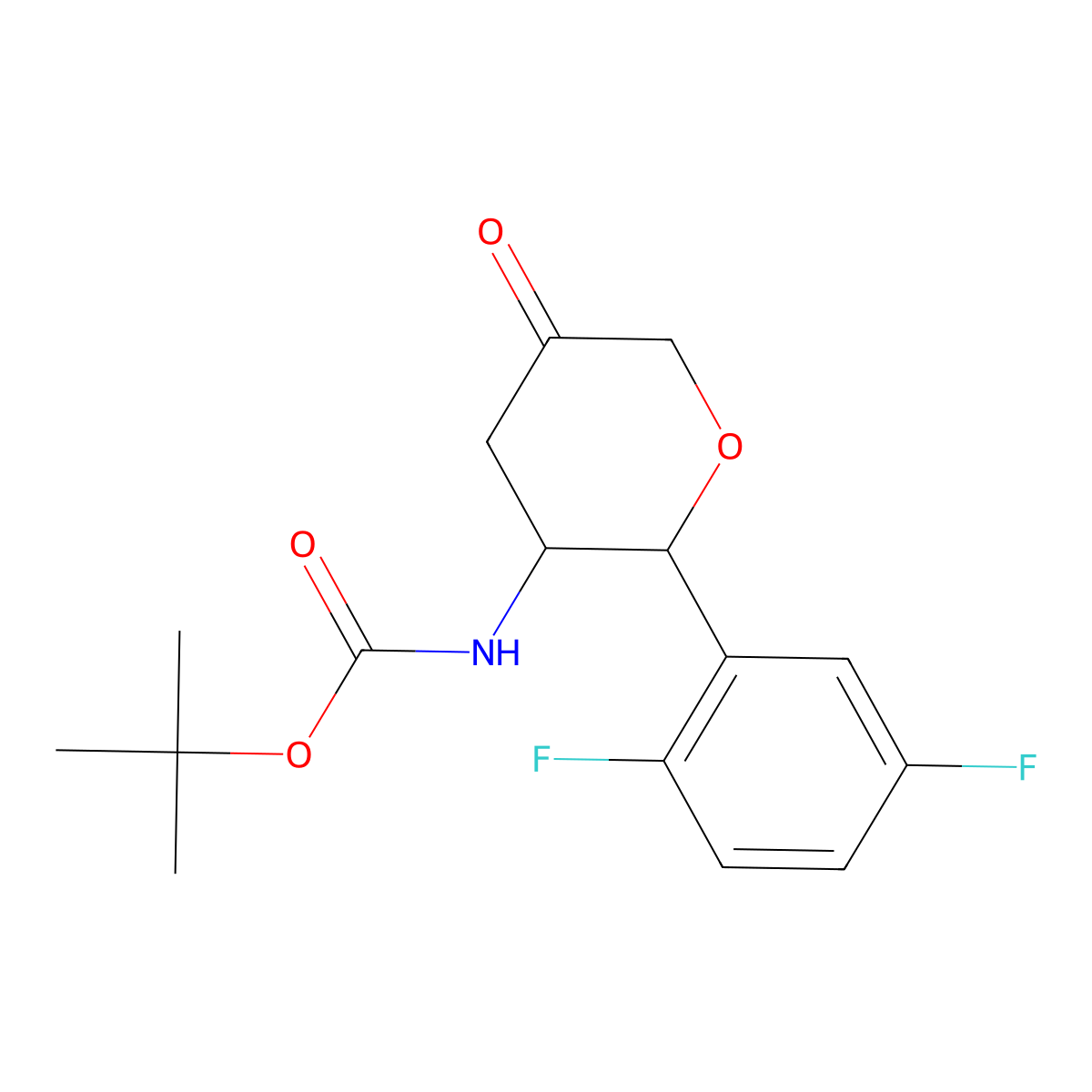 tert-Butyl ((2R,3R)-2-(2,5-difluorophenyl)-5-oxotetrahydro-2H-pyran-3-yl)carbamate molecular structure, CAS 1456616-43-5
