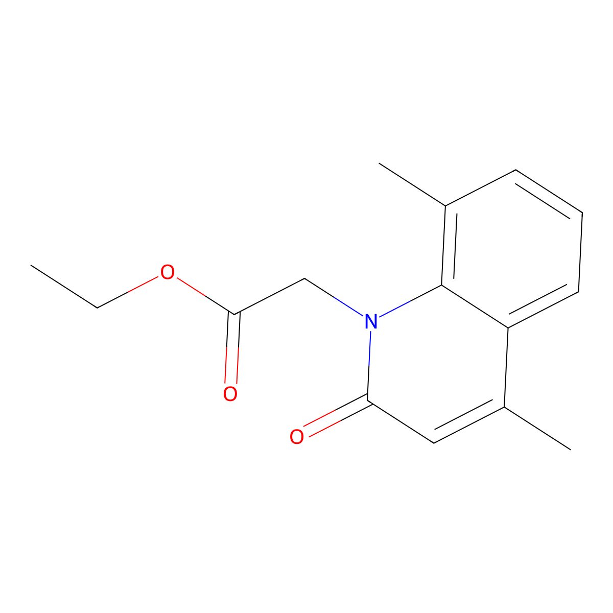 ethyl 2-[4,8-dimethyl-2-oxo-1(2H)-quinolinyl]acetate molecular structure, CAS 145667-25-0