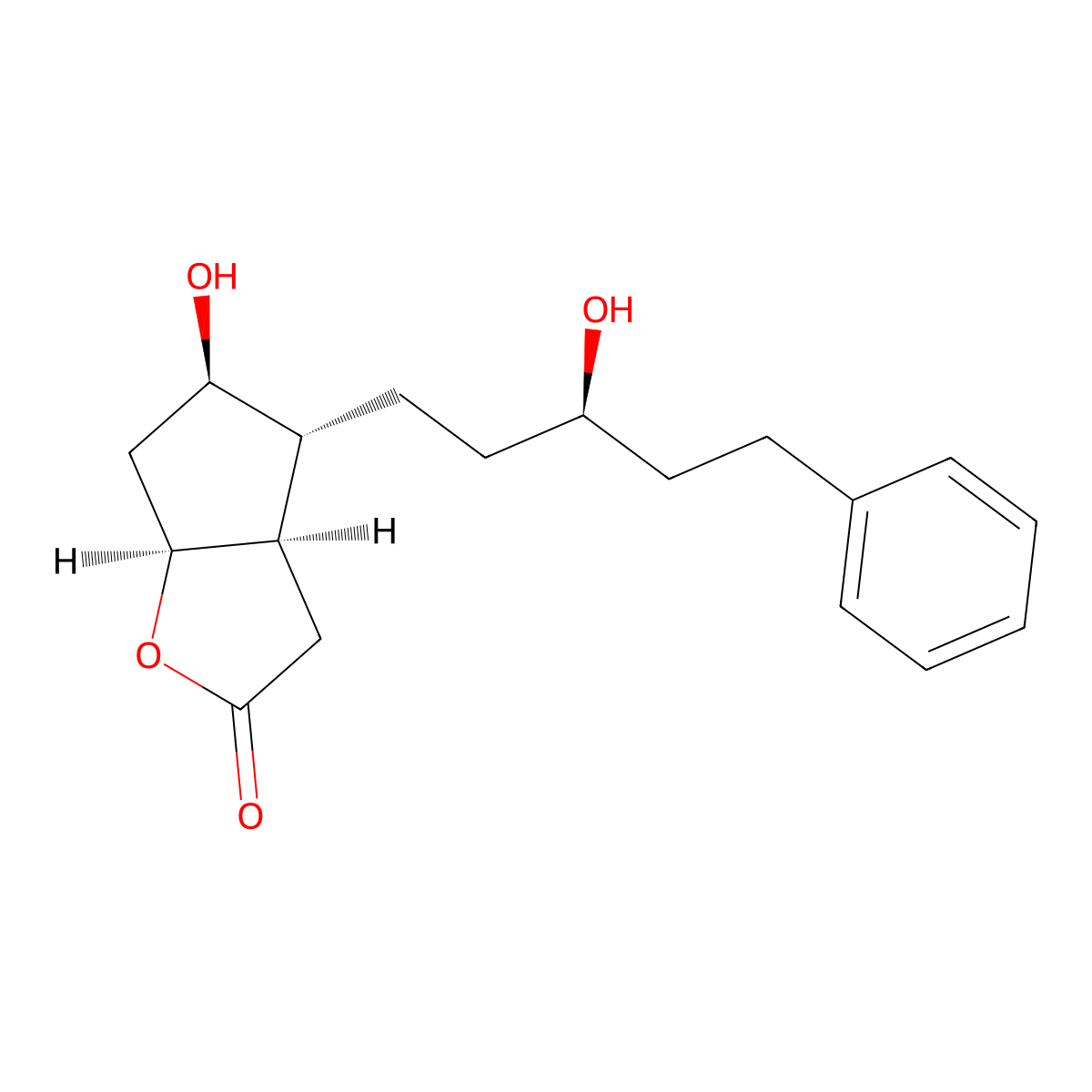 (3aR,4R,5R,6aS)-5-hydroxy-4-[(3R)-3-hydroxy-5-phenylpentyl]-3,3a,4,5,6,6a-hexahydrocyclopenta[b]furan-2-one molecular structure, CAS 145667-75-0