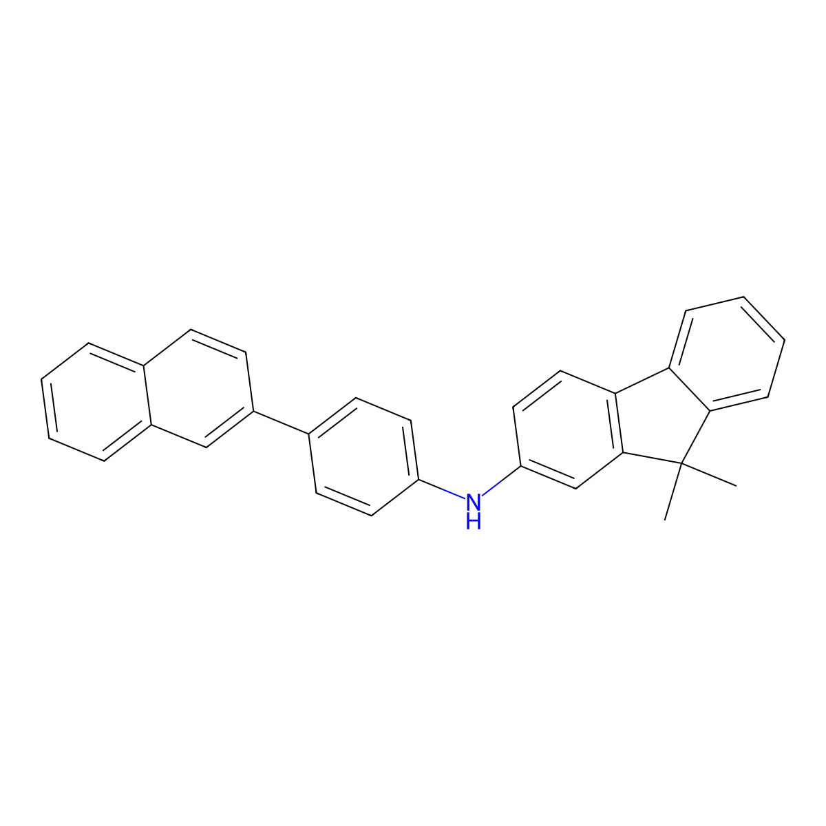 9,9-Dimethyl-N-(4-(naphthalen-2-yl)phenyl)-9H-fluoren-2-amine molecular structure, CAS 1456702-54-7