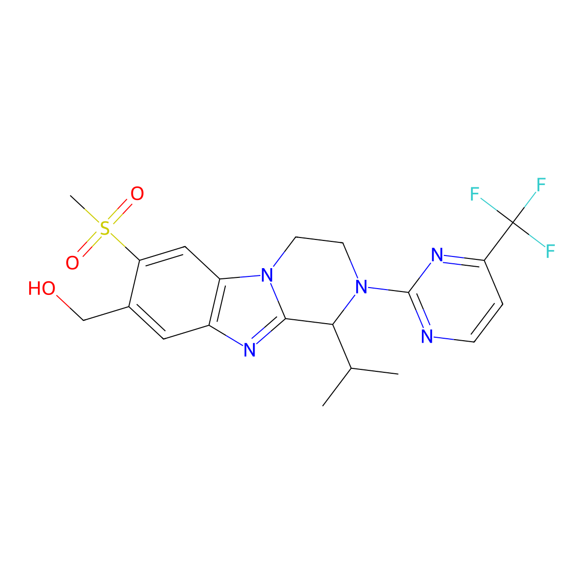 (R)-[1-Isopropyl-7-(methylsulfonyl)-2-[4-(trifluoromethyl)-2-pyrimidinyl]-1,2,3,4-tetrahydrobenzo[4,5]imidazo[1,2-a]pyrazin-8-yl]methanol molecular structure, CAS 1456704-49-6