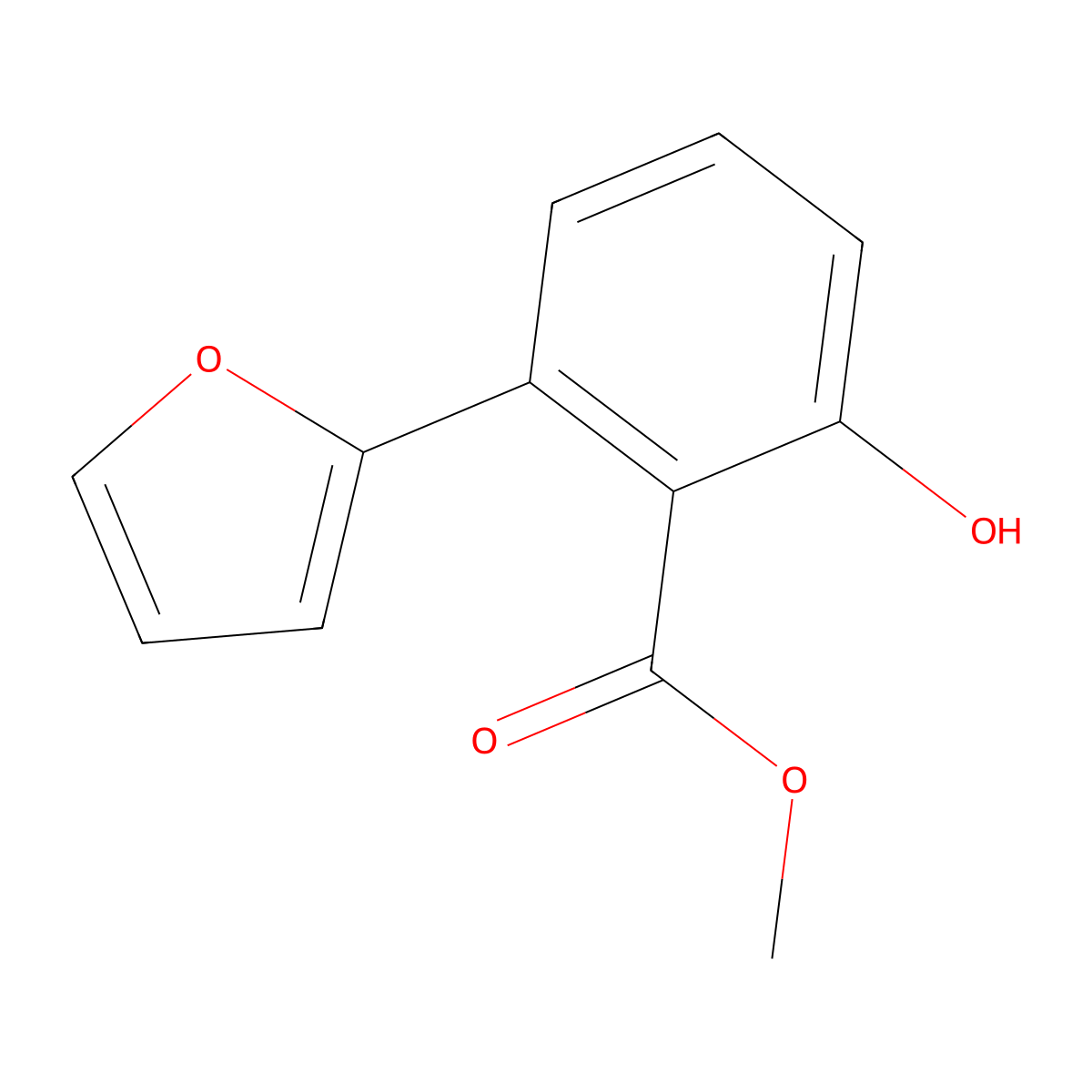 Methyl 2-(furan-2-yl)-6-hydroxybenzoate molecular structure, CAS 1456799-13-5