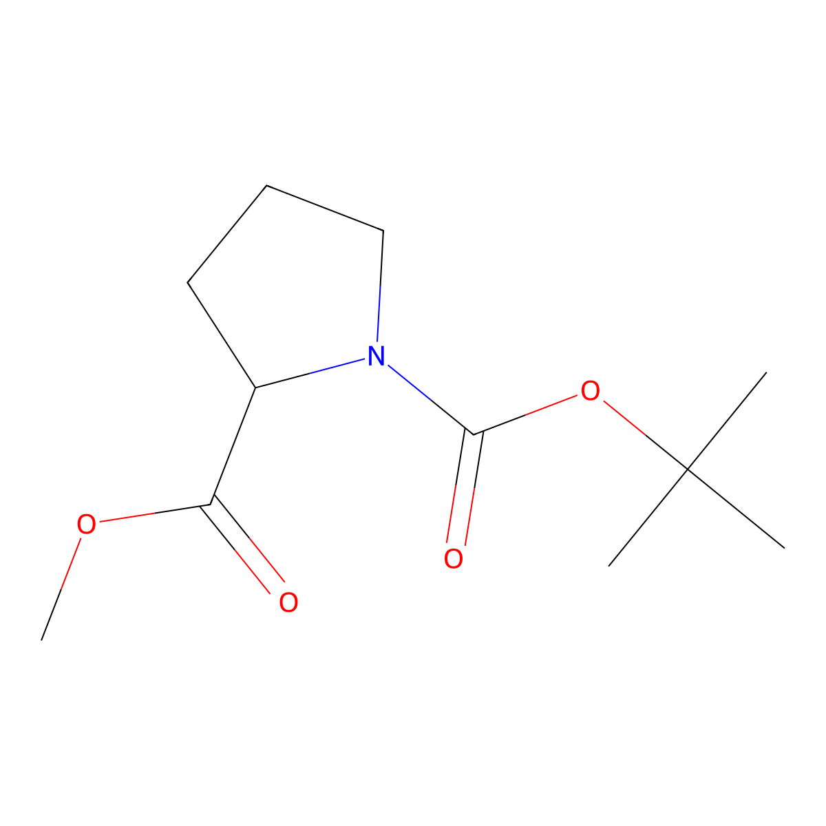 1-Tert-butyl 2-methyl pyrrolidine-1,2-dicarboxylate molecular structure, CAS 145681-01-2