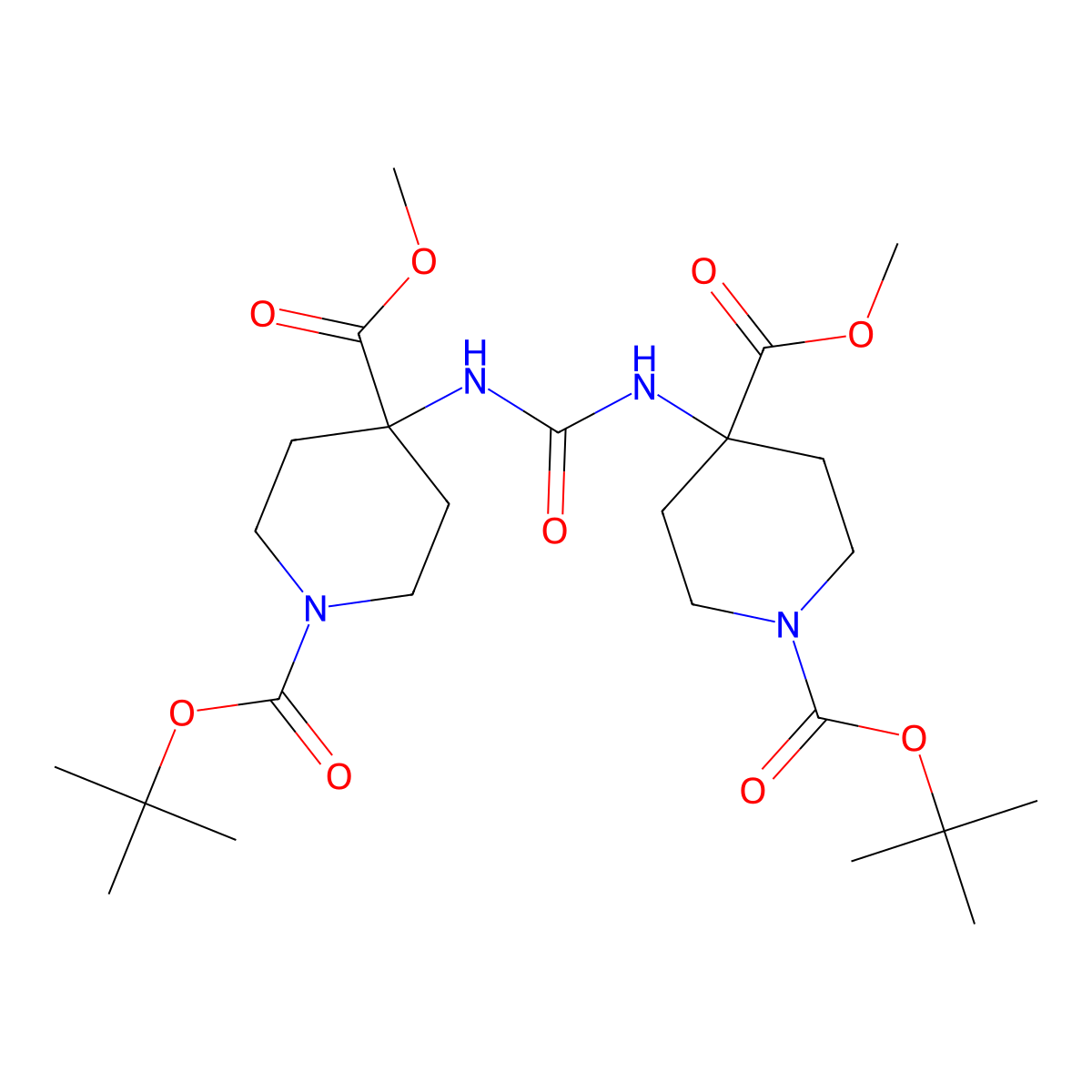 1,3-Di[N-Boc-4-(methoxycarbonyl)-4-piperidyl]urea molecular structure, CAS 1456821-62-7