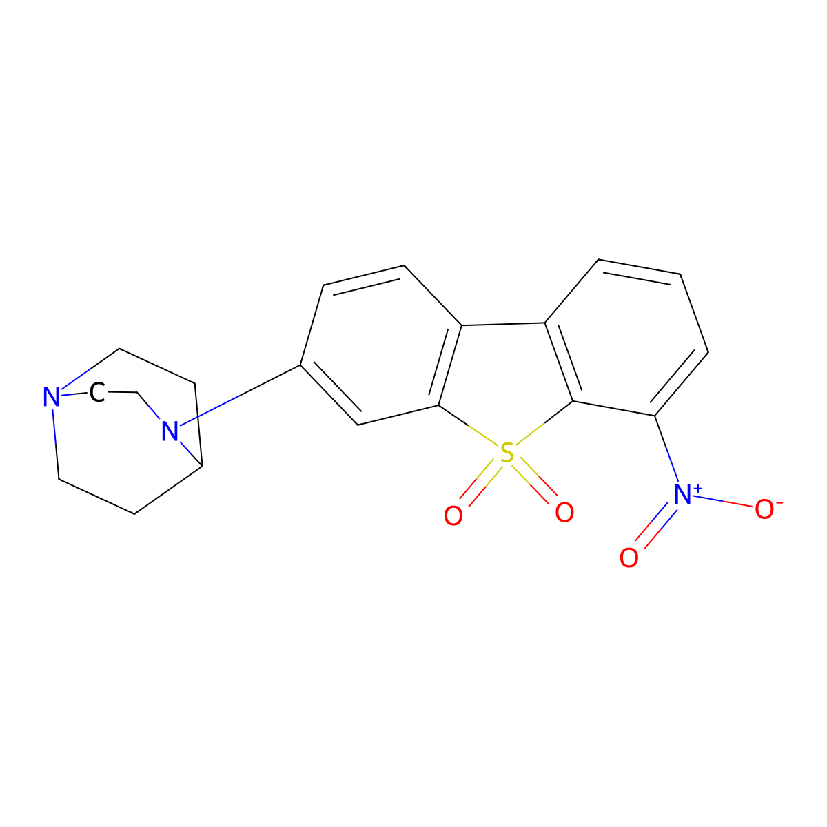 3-(1,4-Diazabicyclo[3.2.2]nonan-4-yl)-6-nitrodibenzo[b,d]thiophene 5,5-Dioxide molecular structure, CAS 1456877-71-6