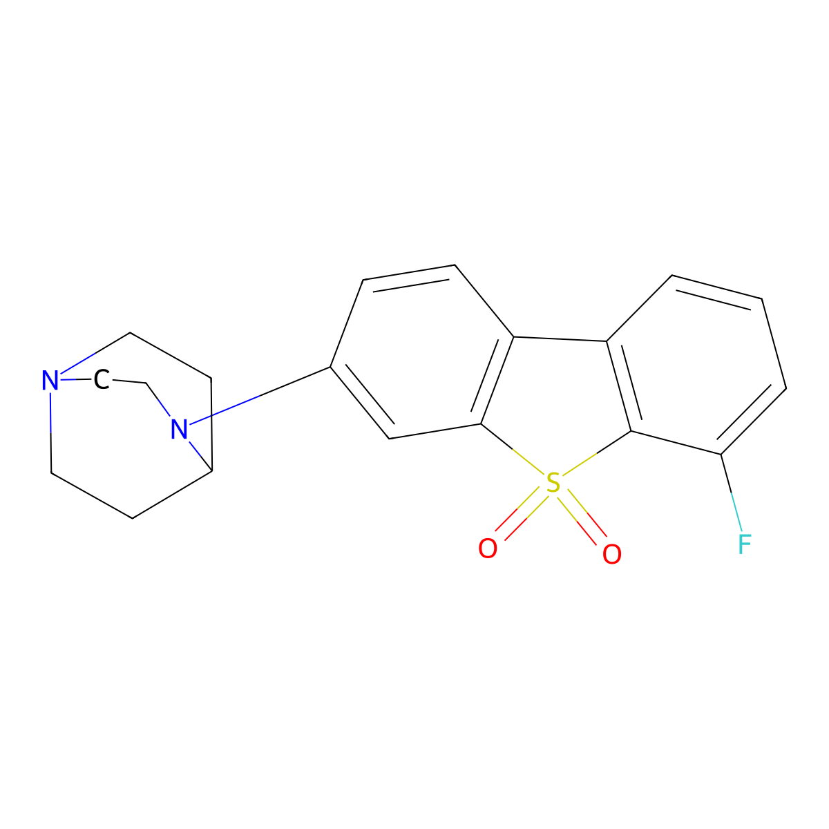 3-(1,4-Diazabicyclo(3.2.2)nonan-4-yl)-6-fluorodibenzo(b,d)thiophene 5,5-Dioxide molecular structure, CAS 1456878-22-0