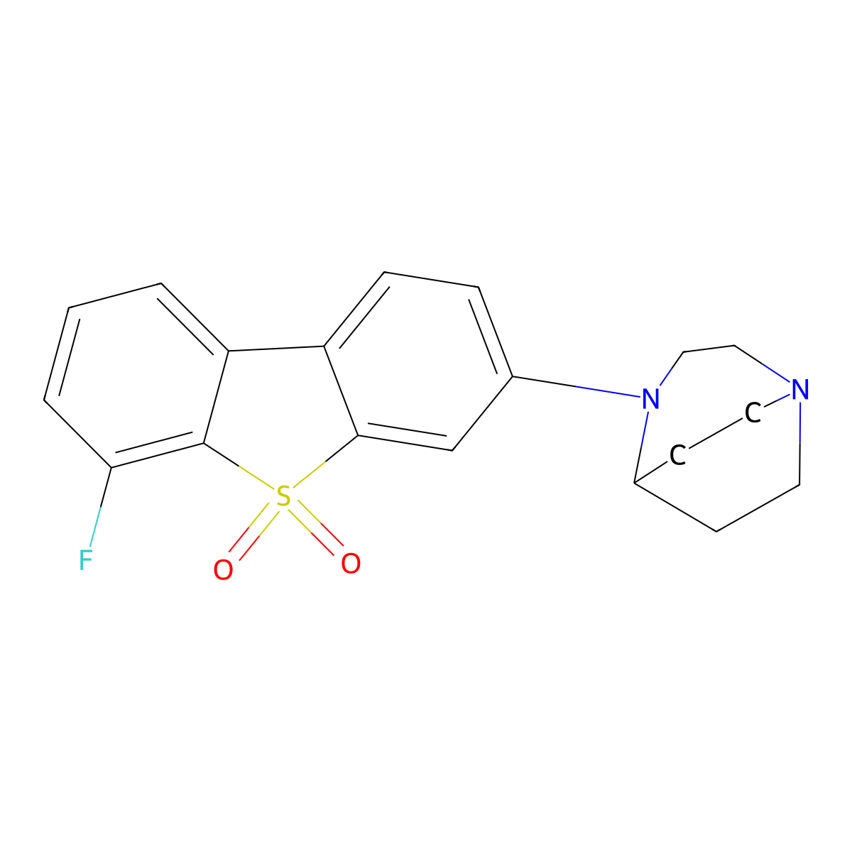 3-(1,4-Diazabicyclo(3.2.2)nonan-4-yl)-6-fluorodibenzo(b,d)thiophene 5,5-Dioxide molecular structure, CAS 1456878-22-0