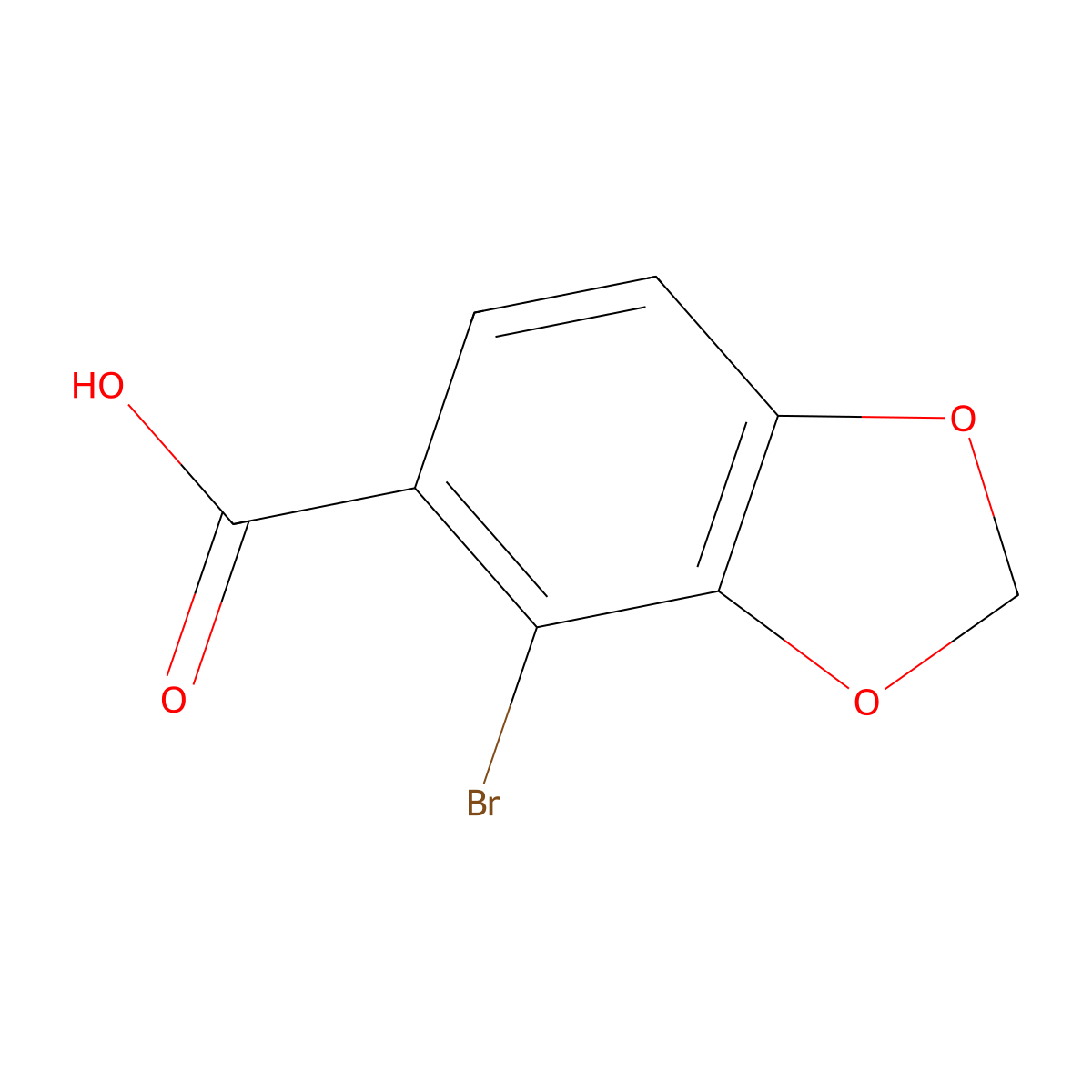 4-Bromo-1,3-dioxaindane-5-carboxylic acid molecular structure, CAS 145688-59-1