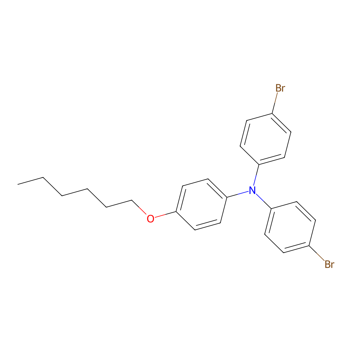 4,4'-Dibromo-4''-(hexyloxy)triphenylamine molecular structure, CAS 1456880-51-5
