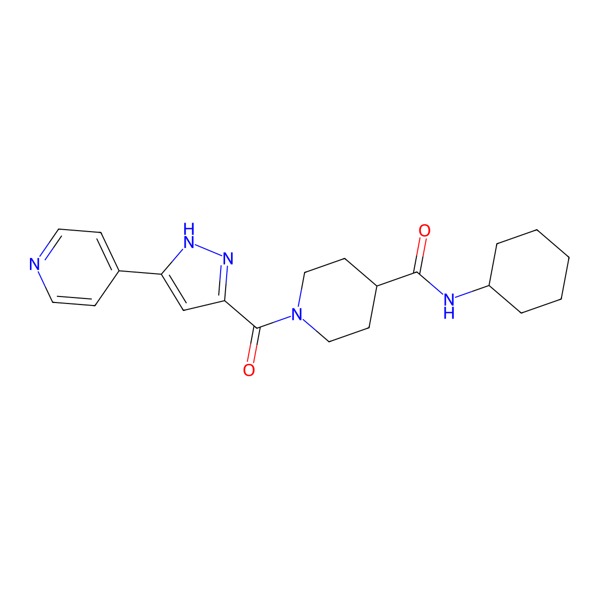 N-Cyclohexyl-1-[5-(pyridin-4-YL)-1H-pyrazole-3-carbonyl]piperidine-4-carboxamide molecular structure, CAS 1456914-73-0