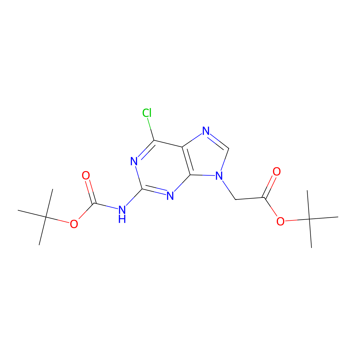 tert-butyl 2-(2-{[(tert-butoxy)carbonyl]amino}-6-chloro-9H-purin-9-yl)acetate molecular structure, CAS 1456920-76-5