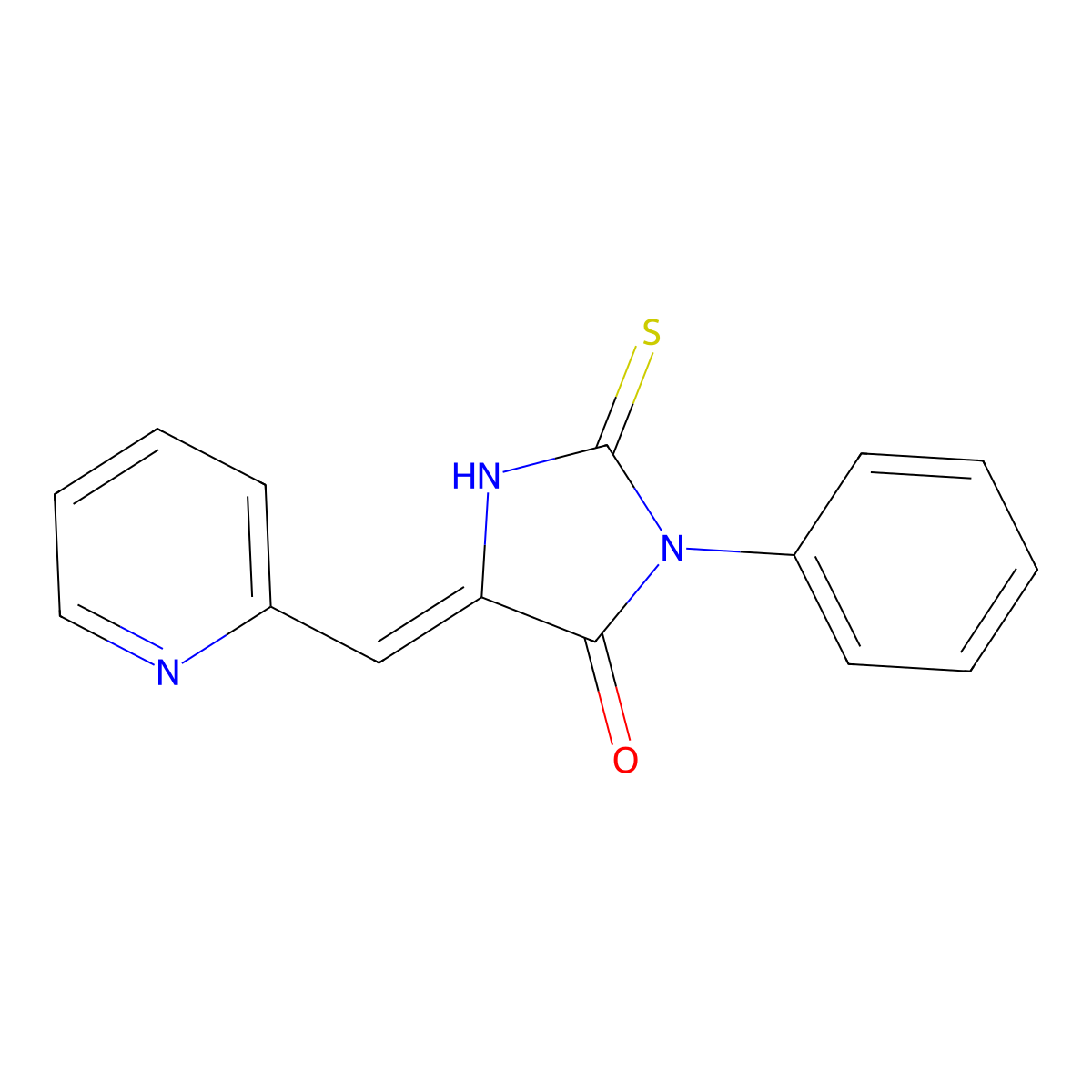 4-Imidazolidinone, 3-phenyl-5-(2-pyridinylmethylene)-2-thioxo-, (Z)- molecular structure, CAS 145693-89-6