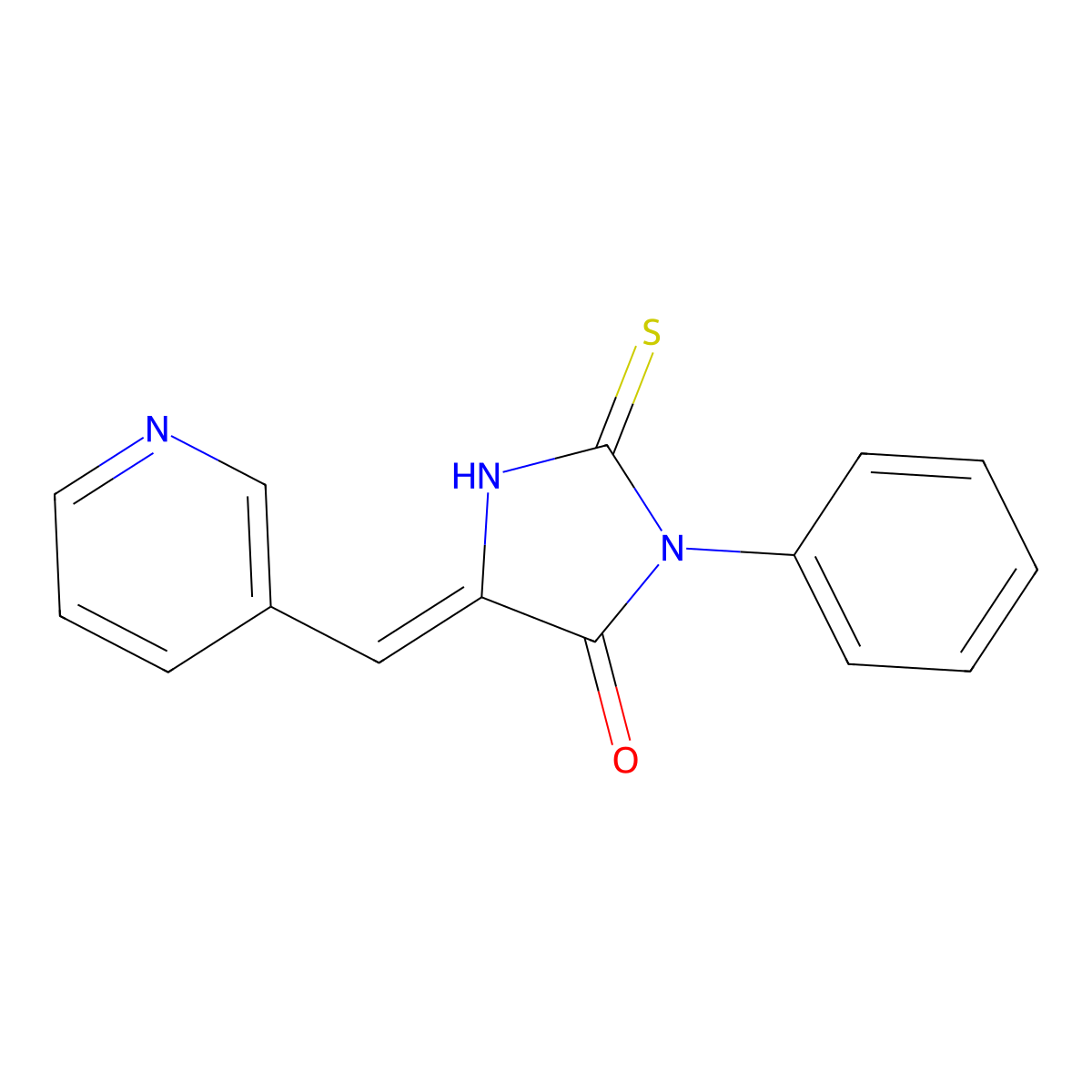 (5E)-2-mercapto-3-phenyl-5-(pyridin-3-ylmethylene)-3,5-dihydro-4H-imidazol-4-one molecular structure, CAS 145693-90-9