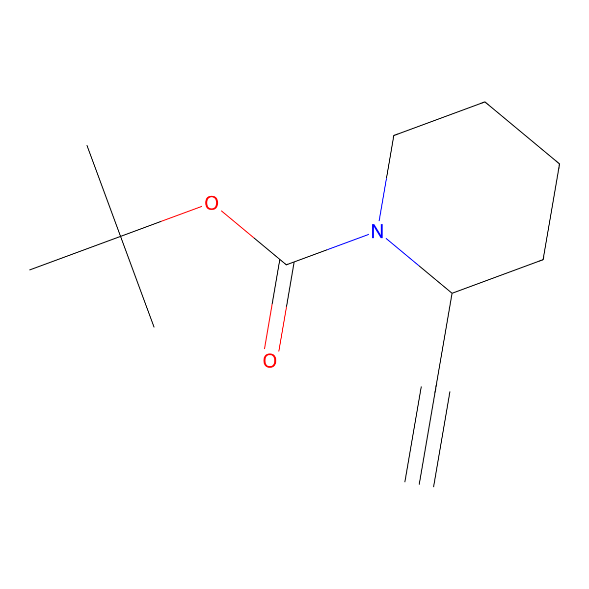 tert-butyl (2R)-2-ethynylpiperidine-1-carboxylate molecular structure, CAS 1456930-67-8