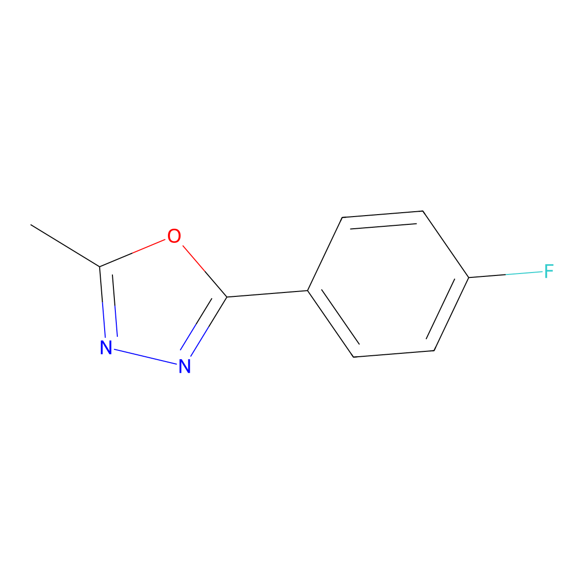 2-(4-Fluorophenyl)-5-methyl-1,3,4-oxadiazole molecular structure, CAS 145694-80-0