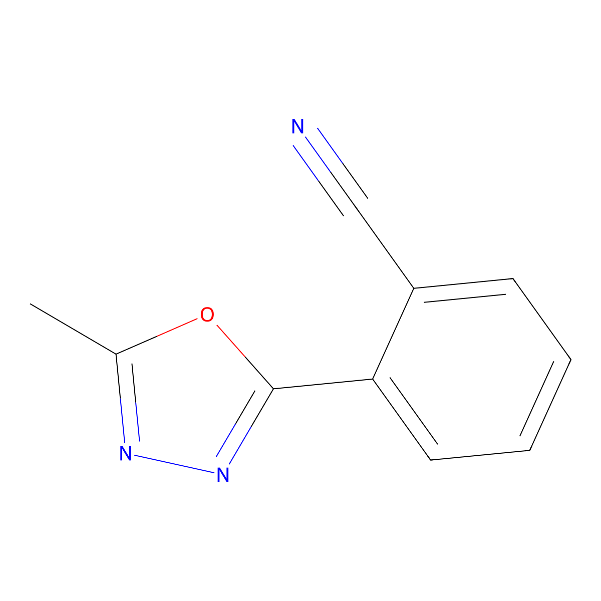 2-(5-Methyl-1,3,4-oxadiazol-2-yl)benzonitrile molecular structure, CAS 145694-81-1