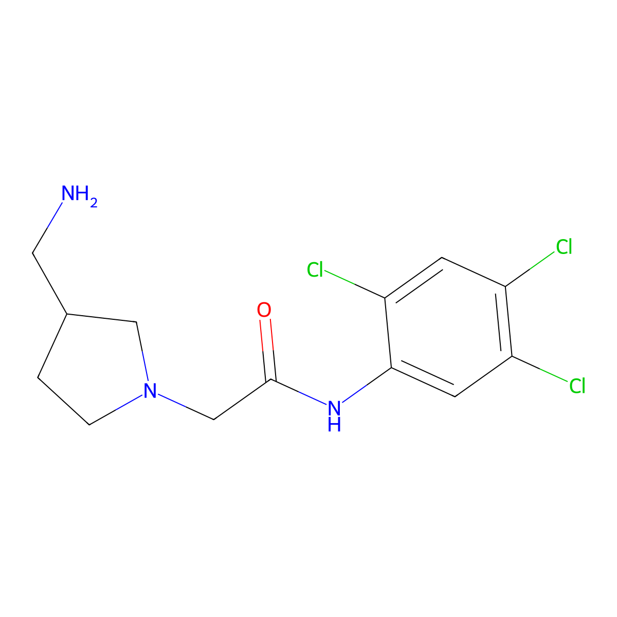 2-(3-(aminomethyl)pyrrolidin-1-yl)-N-(2,4,5-trichlorophenyl)acetamide molecular structure, CAS 1456994-27-6