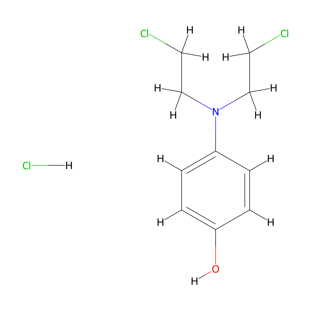 4-[Bis(2-chloroethyl)amino]phenol hydrochloride molecular structure, CAS 1457-06-3