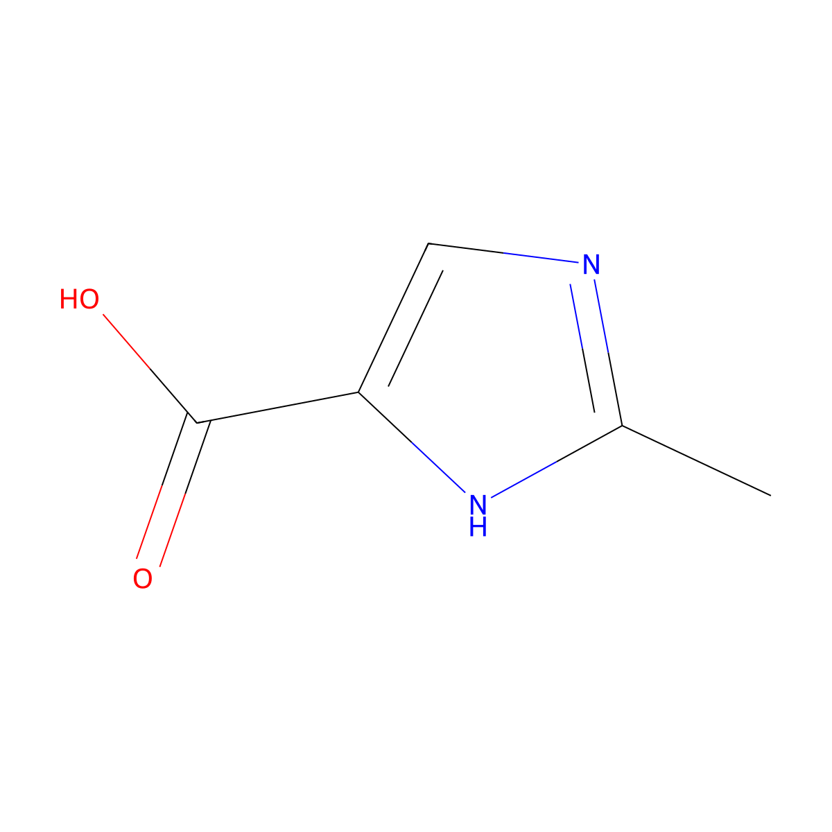 2-methyl-1H-imidazole-4-carboxylic acid molecular structure, CAS 1457-58-5