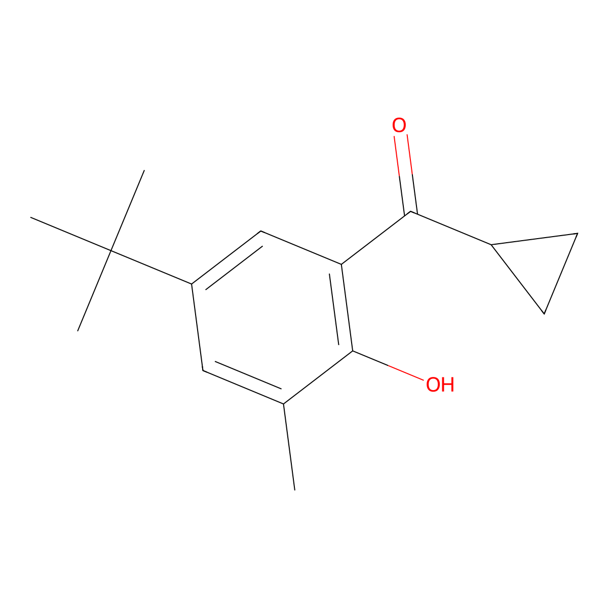 4-Tert-butyl-2-cyclopropanecarbonyl-6-methylphenol molecular structure, CAS 1457023-12-9