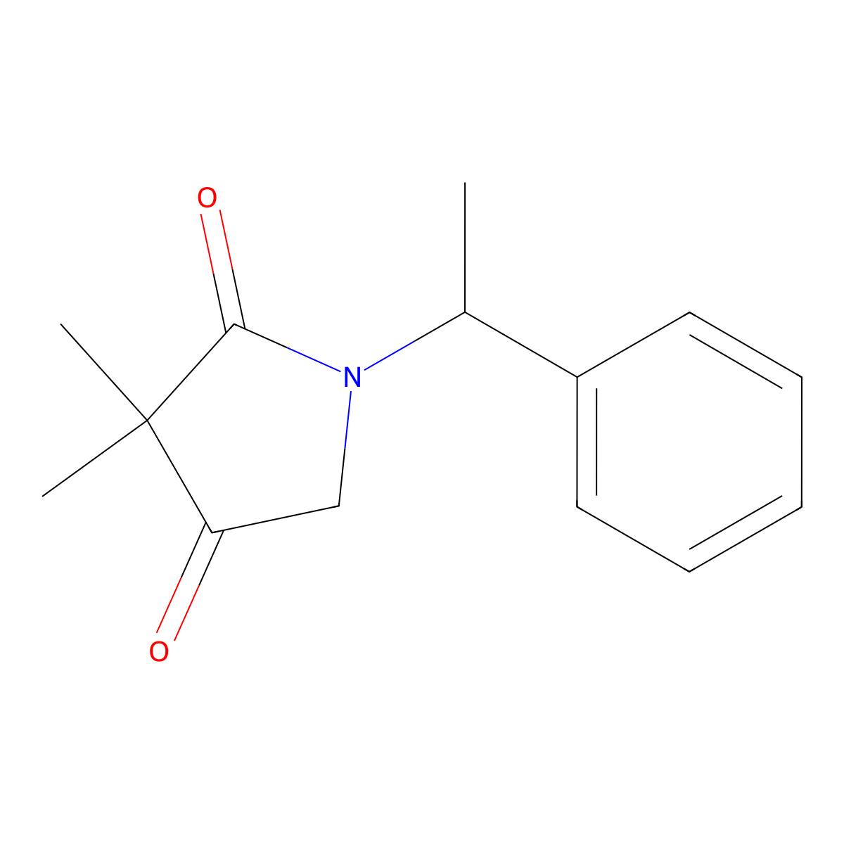 3,3-dimethyl-1-[(1R)-1-phenylethyl]pyrrolidine-2,4-dione molecular structure, CAS 145704-80-9