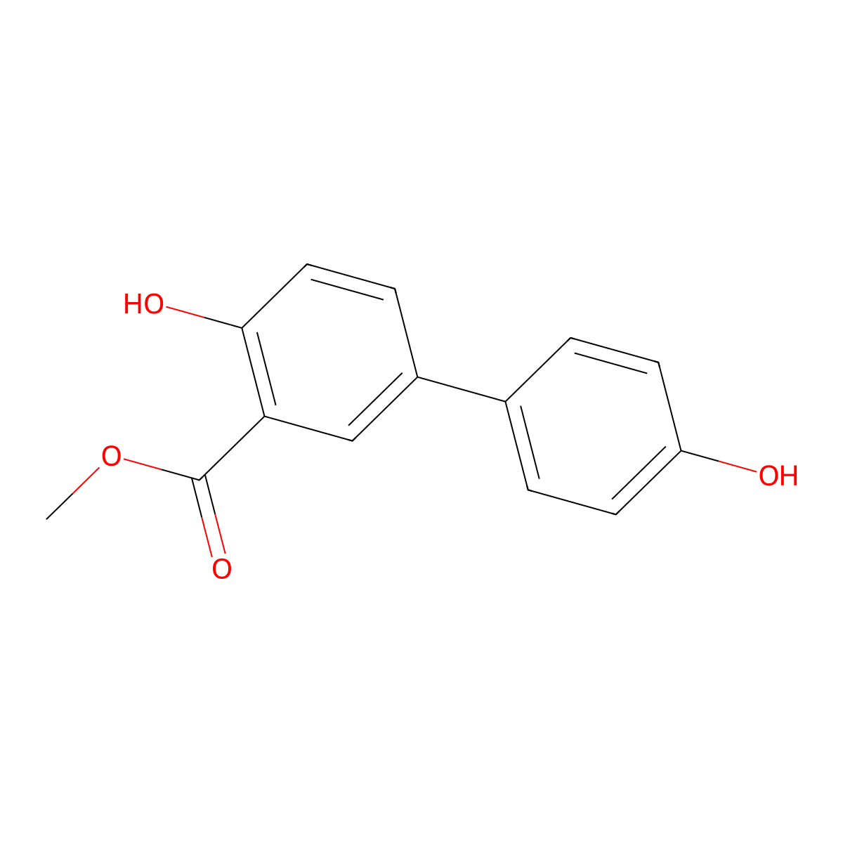 Methyl 4,4'-dihydroxy-[1,1'-biphenyl]-3-carboxylate molecular structure, CAS 14571-32-5