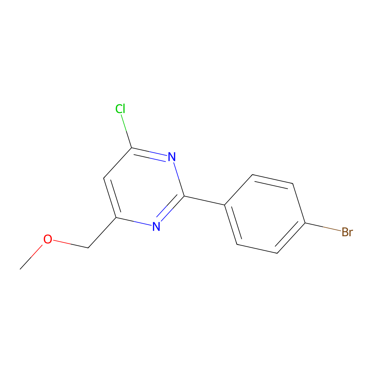 2-(4-Bromophenyl)-4-chloro-6-(methoxymethyl)pyrimidine molecular structure, CAS 1457103-62-6