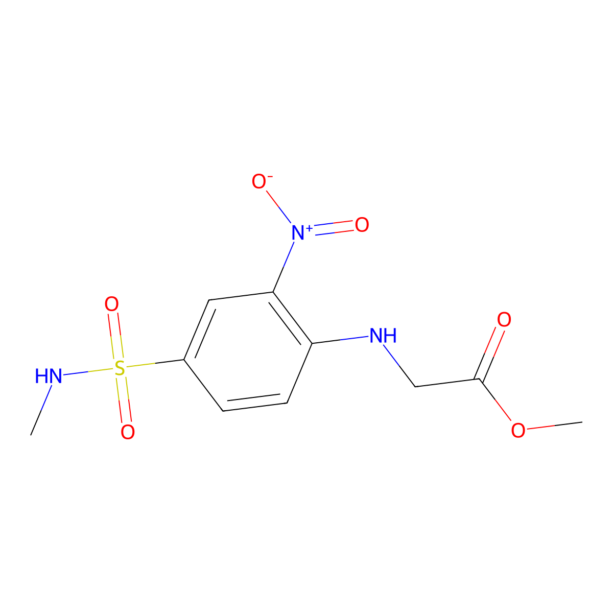 Methyl 2-{[4-(methylsulfamoyl)-2-nitrophenyl]amino}acetate molecular structure, CAS 1457181-77-9