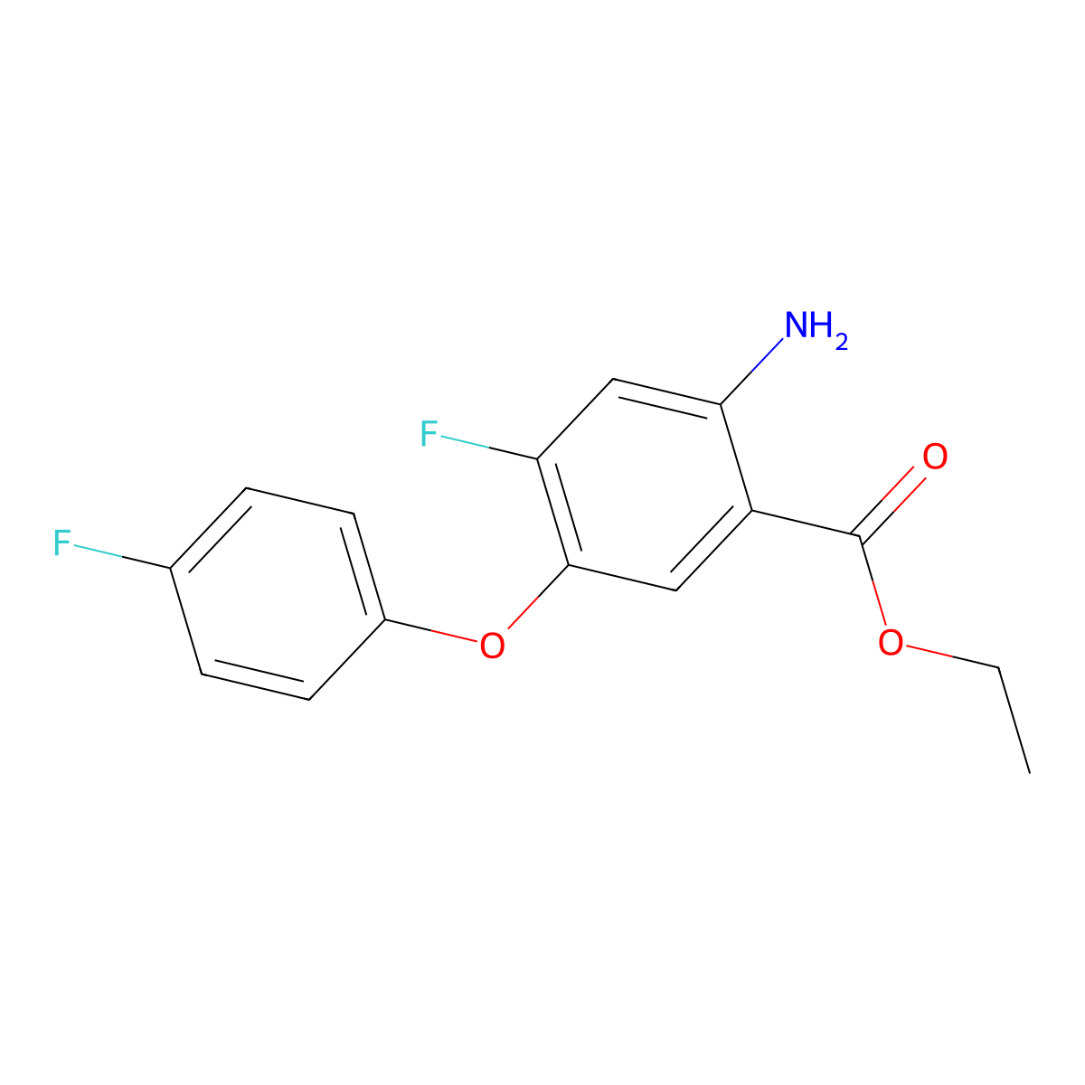 Ethyl 2-amino-4-fluoro-5-(4-fluorophenoxy)benzoate molecular structure, CAS 1457194-91-0