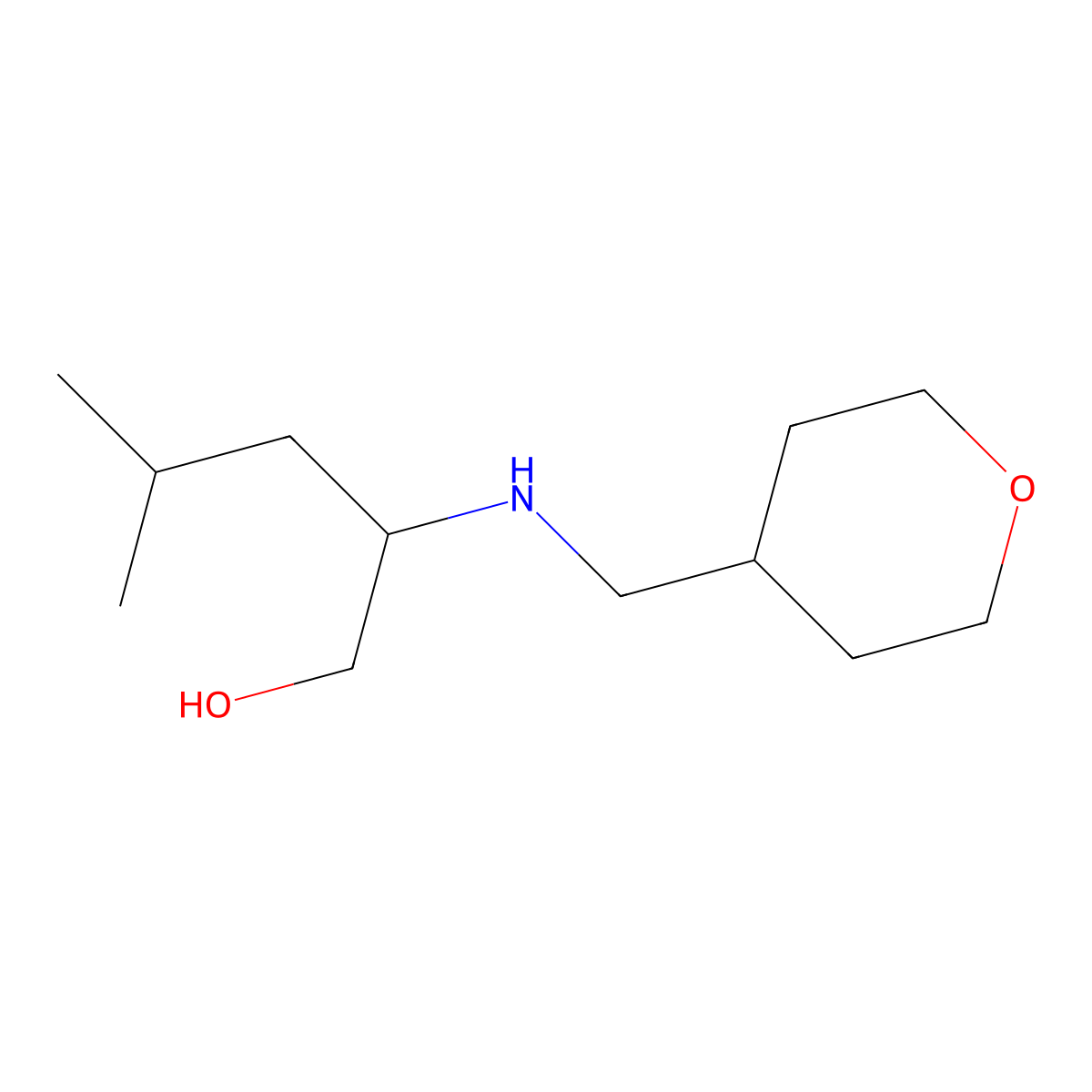 4-Methyl-2-{[(oxan-4-yl)methyl]amino}pentan-1-ol molecular structure, CAS 1457198-89-8
