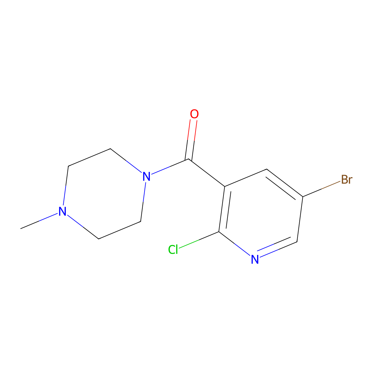 (5-Bromo-2-chloropyridin-3-yl)(4-methylpiperazin-1-yl)methanone molecular structure, CAS 1457225-01-2