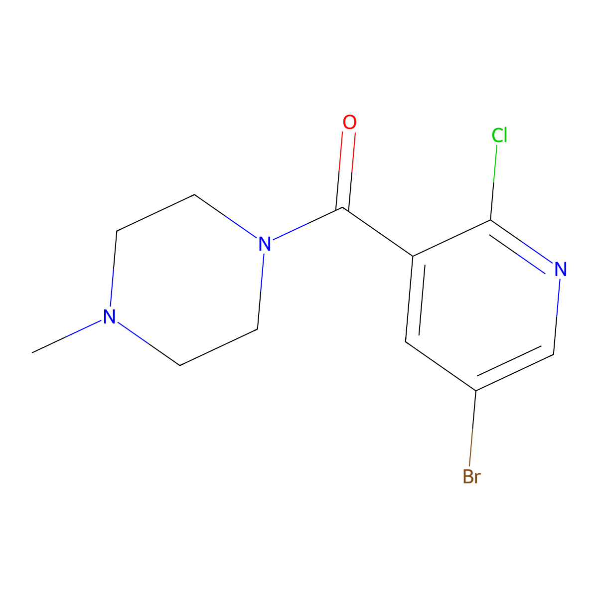 (5-Bromo-2-chloropyridin-3-yl)(4-methylpiperazin-1-yl)methanone molecular structure, CAS 1457225-01-2