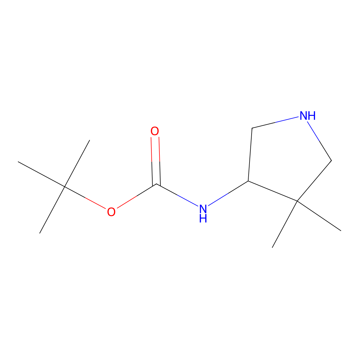 tert-butyl N-(4,4-dimethylpyrrolidin-3-yl)carbamate molecular structure, CAS 145724-15-8