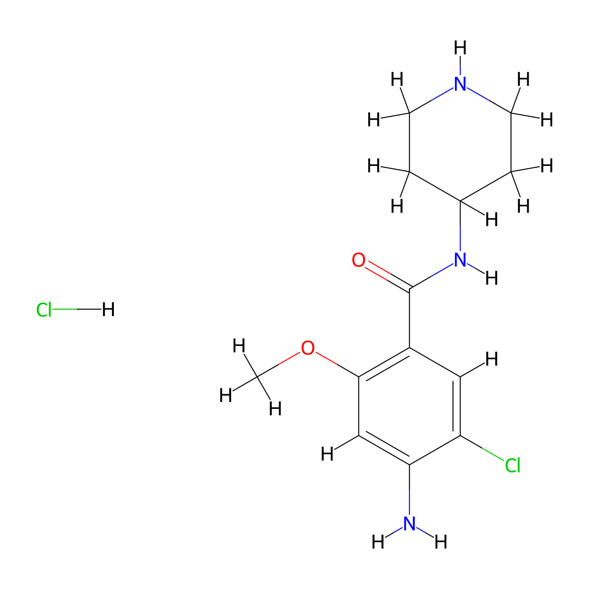 4-Amino-5-chloro-2-methoxy-N-(piperidin-4-yl)benzamide hydrochloride molecular structure, CAS 145726-57-4