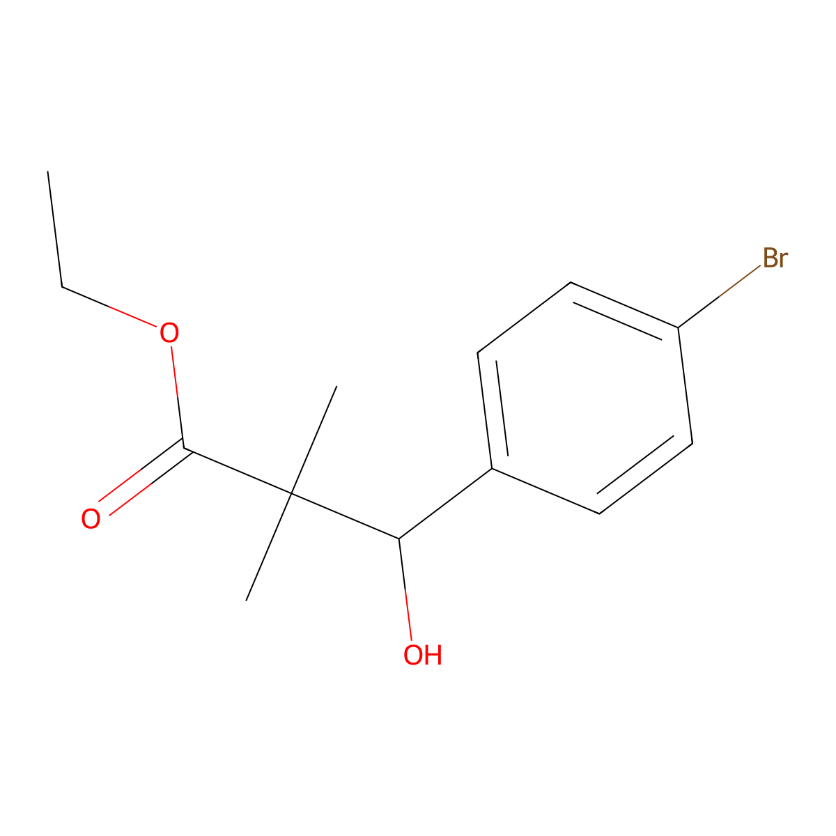 Ethyl 3-(4-bromophenyl)-3-hydroxy-2,2-dimethylpropanoate molecular structure, CAS 1457266-25-9
