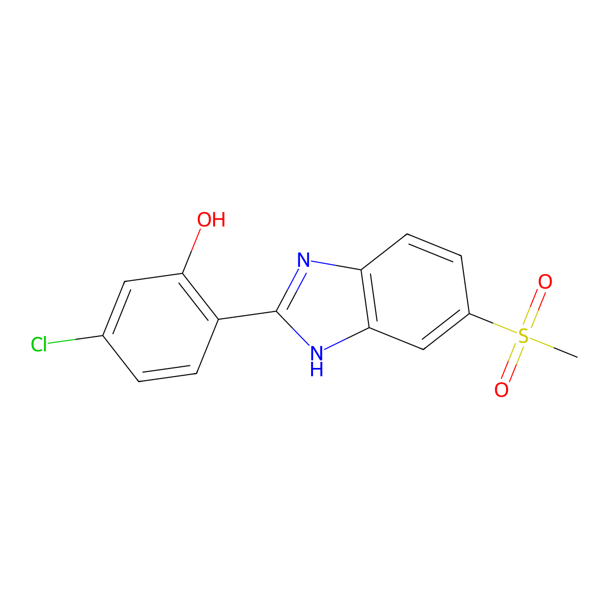 5-chloro-2-(6-methanesulfonyl-1H-1,3-benzodiazol-2-yl)phenol molecular structure, CAS 1457269-42-9