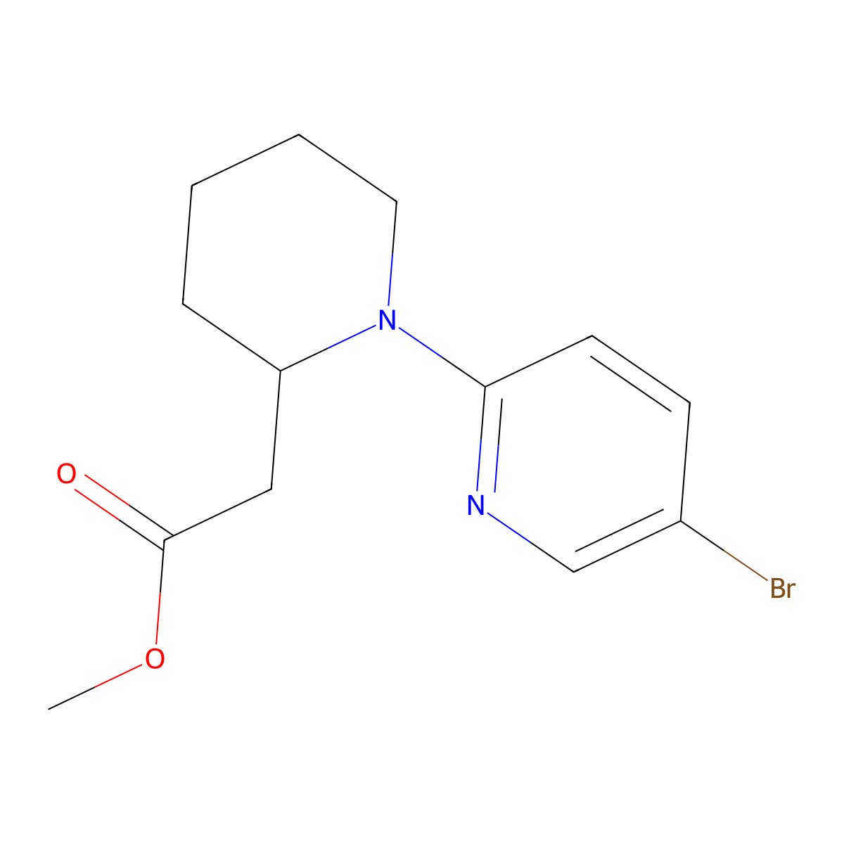 Methyl 2-[1-(5-bromopyridin-2-yl)piperidin-2-yl]acetate molecular structure, CAS 1457269-57-6